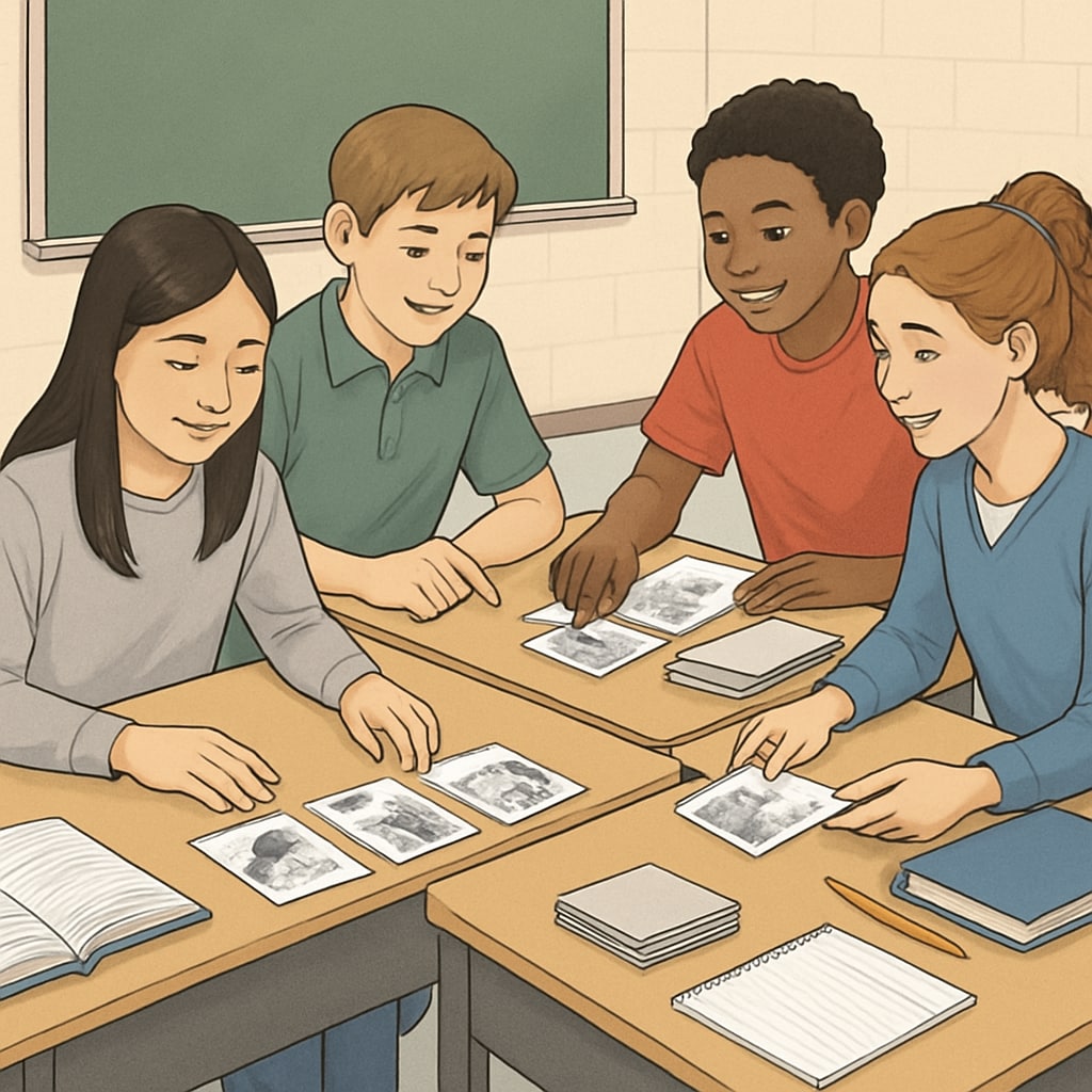 Students working on Zoom/ReZoom teaching activities to sequence images correctly.