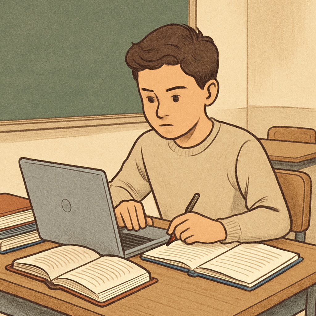 Online high school diploma student using a laptop for studies.