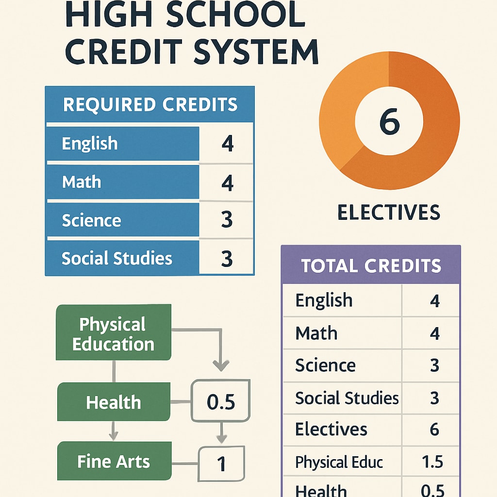 Diagram of a high school credit system in an online learning context.