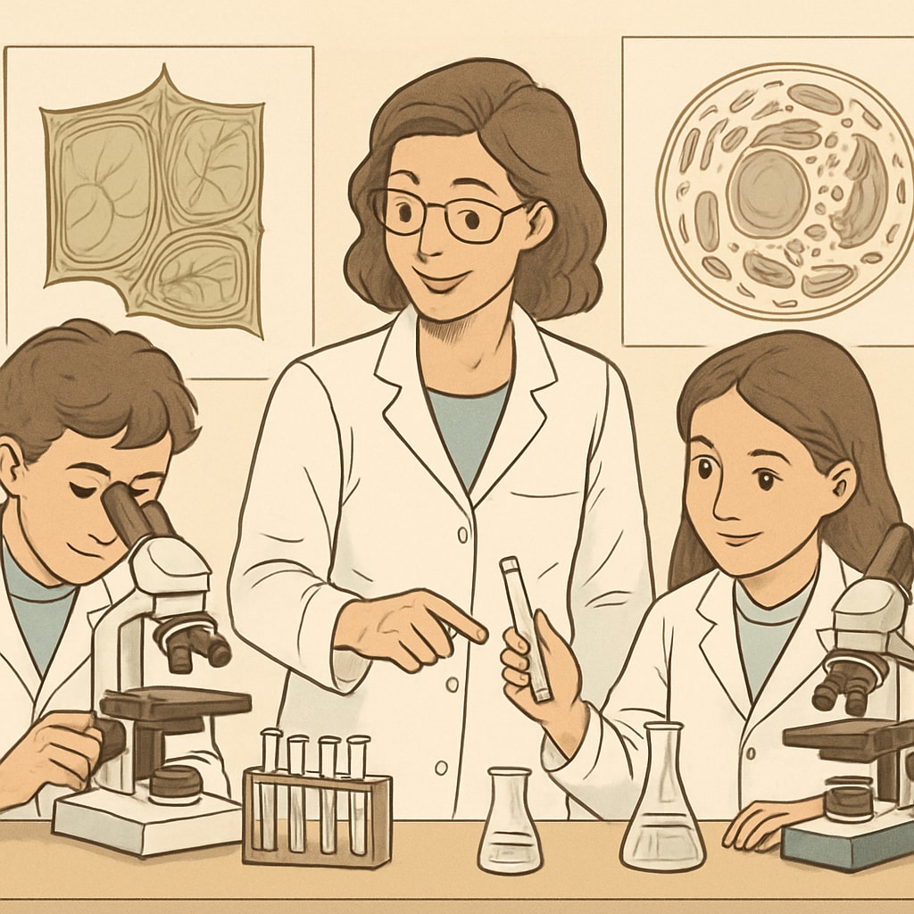 High school students performing a biology experiment as part of their school science project.