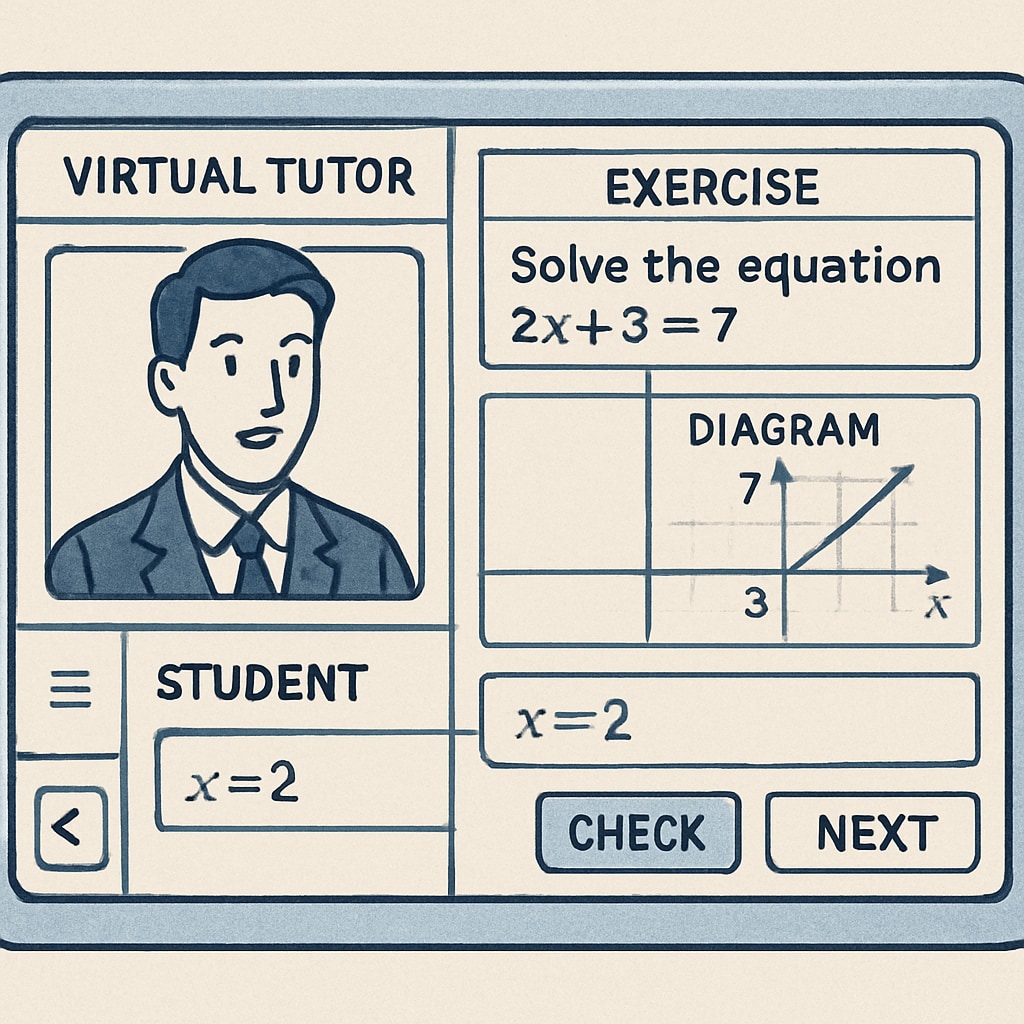 AI-powered virtual tutor assisting a student with personalized learning.