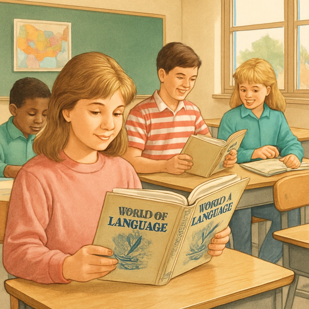Elementary school students using 