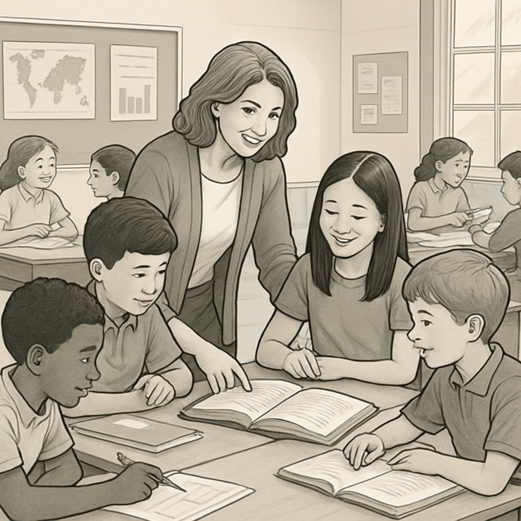 Collaborative learning activity in a K12 classroom.