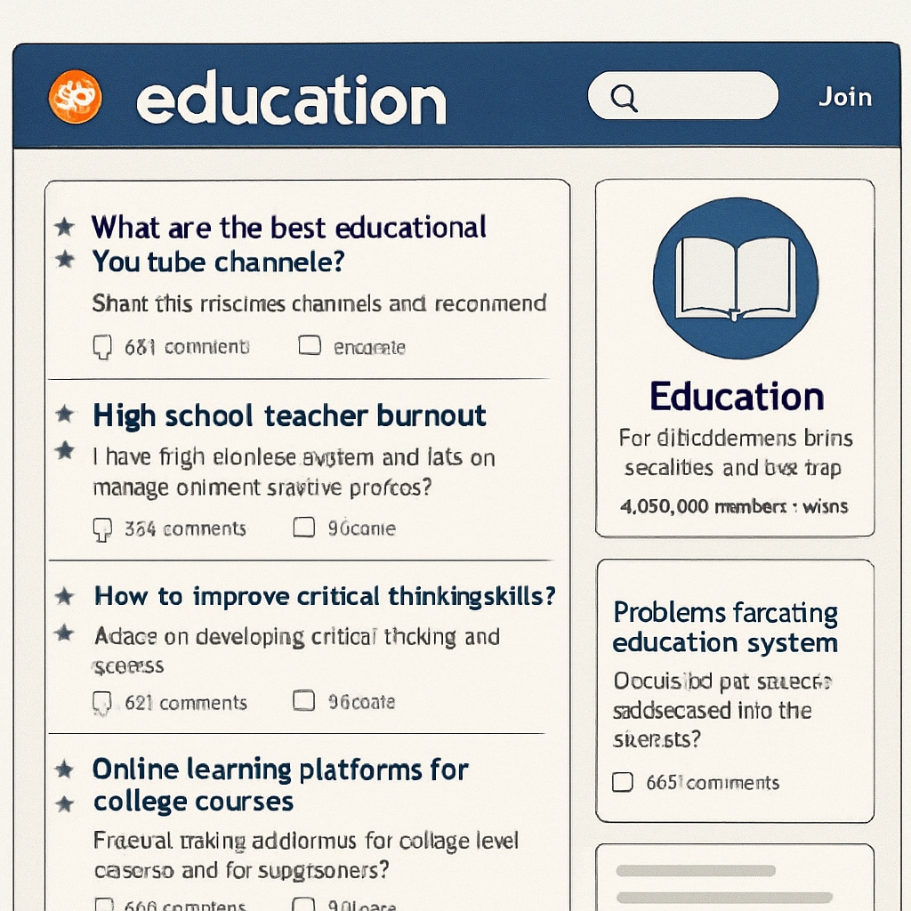 Reddit education subreddit homepage showcasing K12 resources and community discussions.