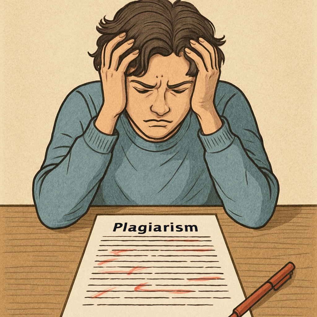 A student facing the psychological impact of wrongful plagiarism accusations.
