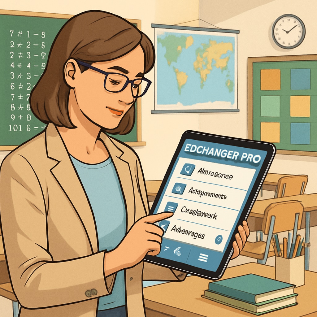 Teacher using EdChanger Pro to manage classroom tasks