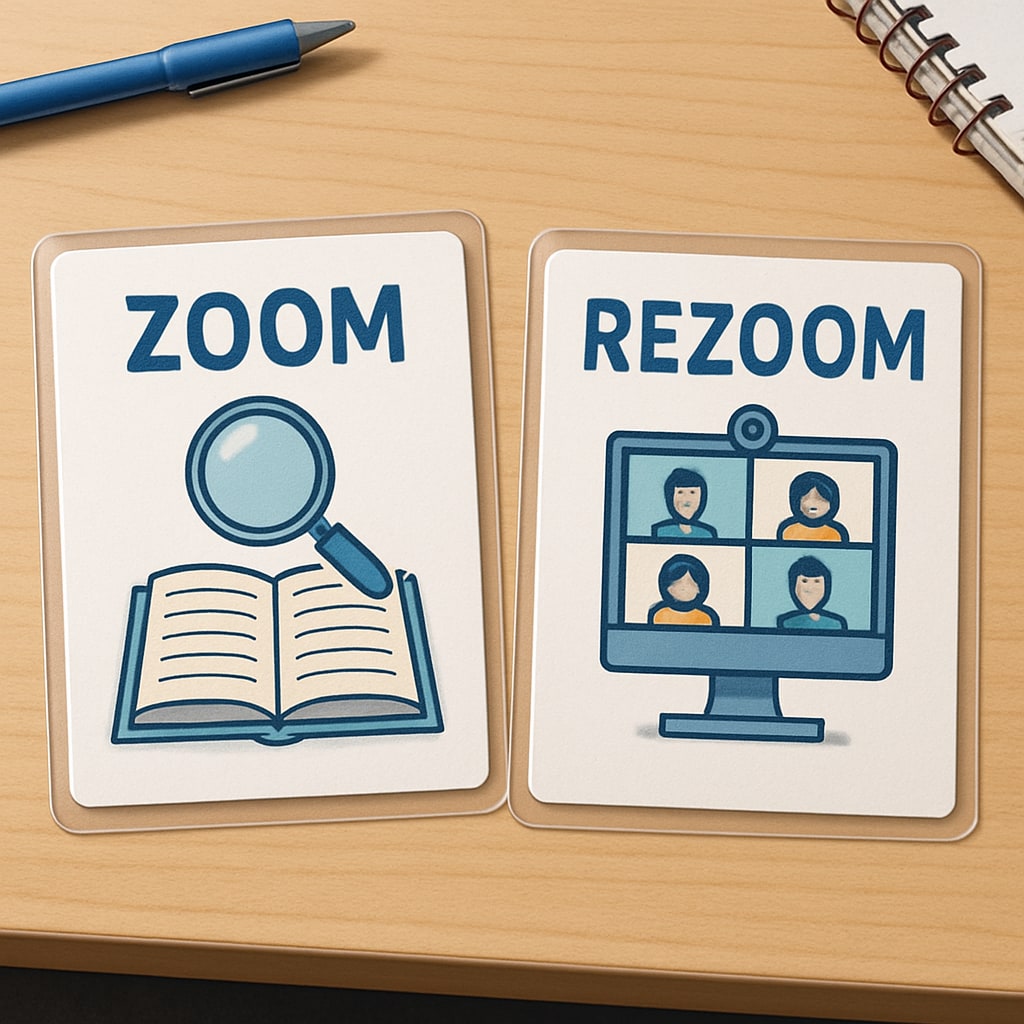 Prepared Zoom and ReZoom cards for educational activities in classrooms.