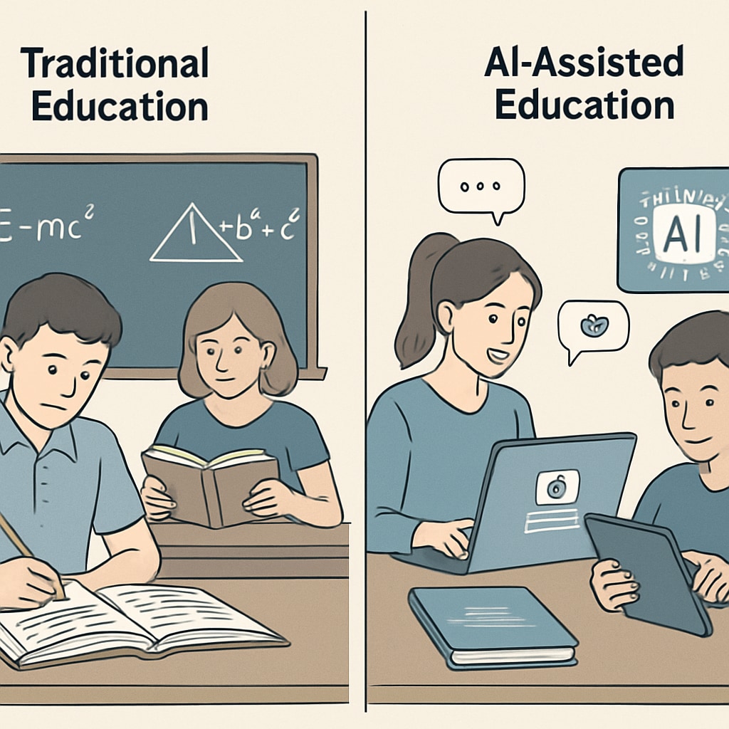 Students using AI tools in education, showcasing the challenge to traditional exams.
