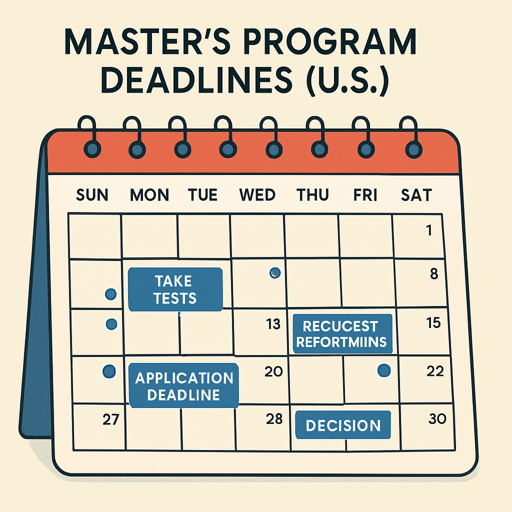 Calendar showing application deadlines for master's programs in the U.S.