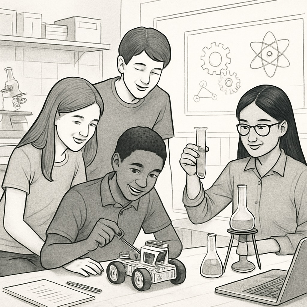 High school students in a community-based STEM workshop.