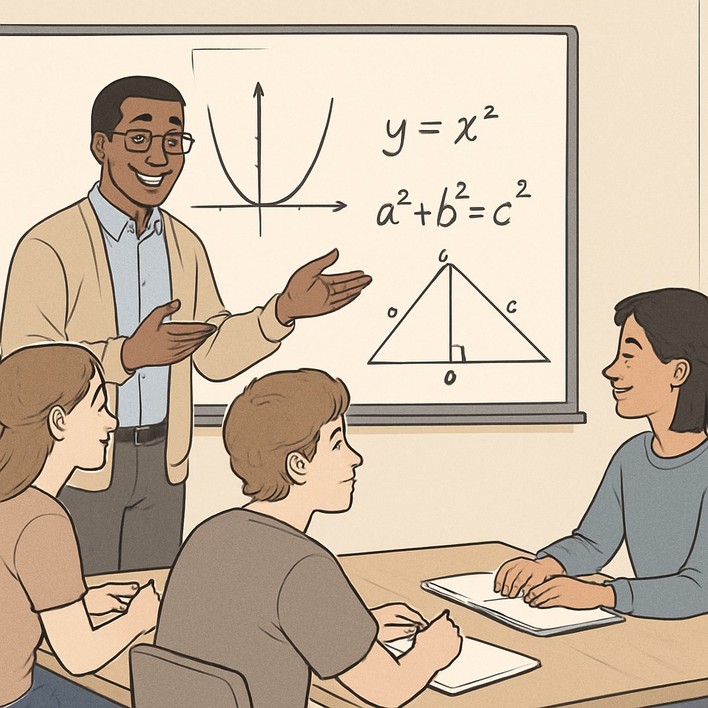 Tutor helping students overcome math anxiety through collaborative learning.