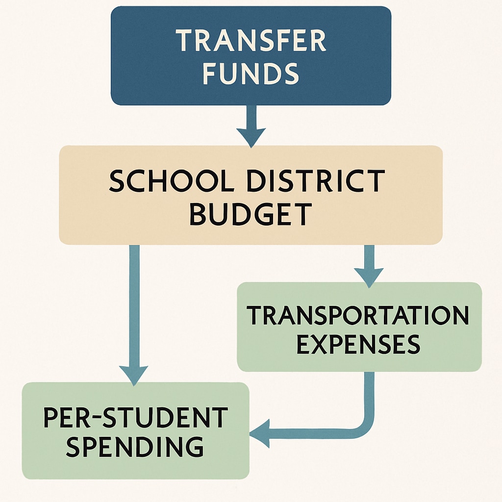 Diagram showing transfer fund allocation and its impact on per-student spending.