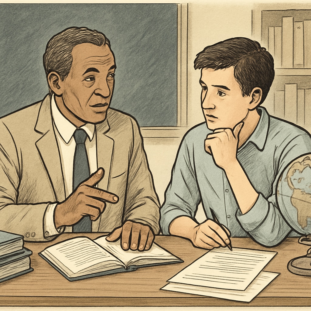 A mentor offering guidance on academic planning and career advice.