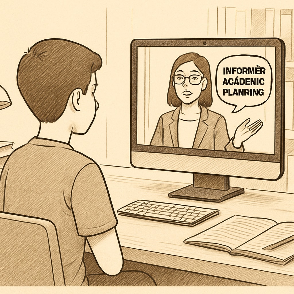 Student attending an online career counseling session for academic planning.