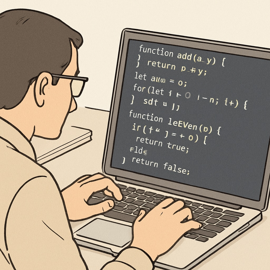 A close-up of a programmer working on a laptop with lines of code on the screen. A programmer writing code, highlighting career choices in programming.