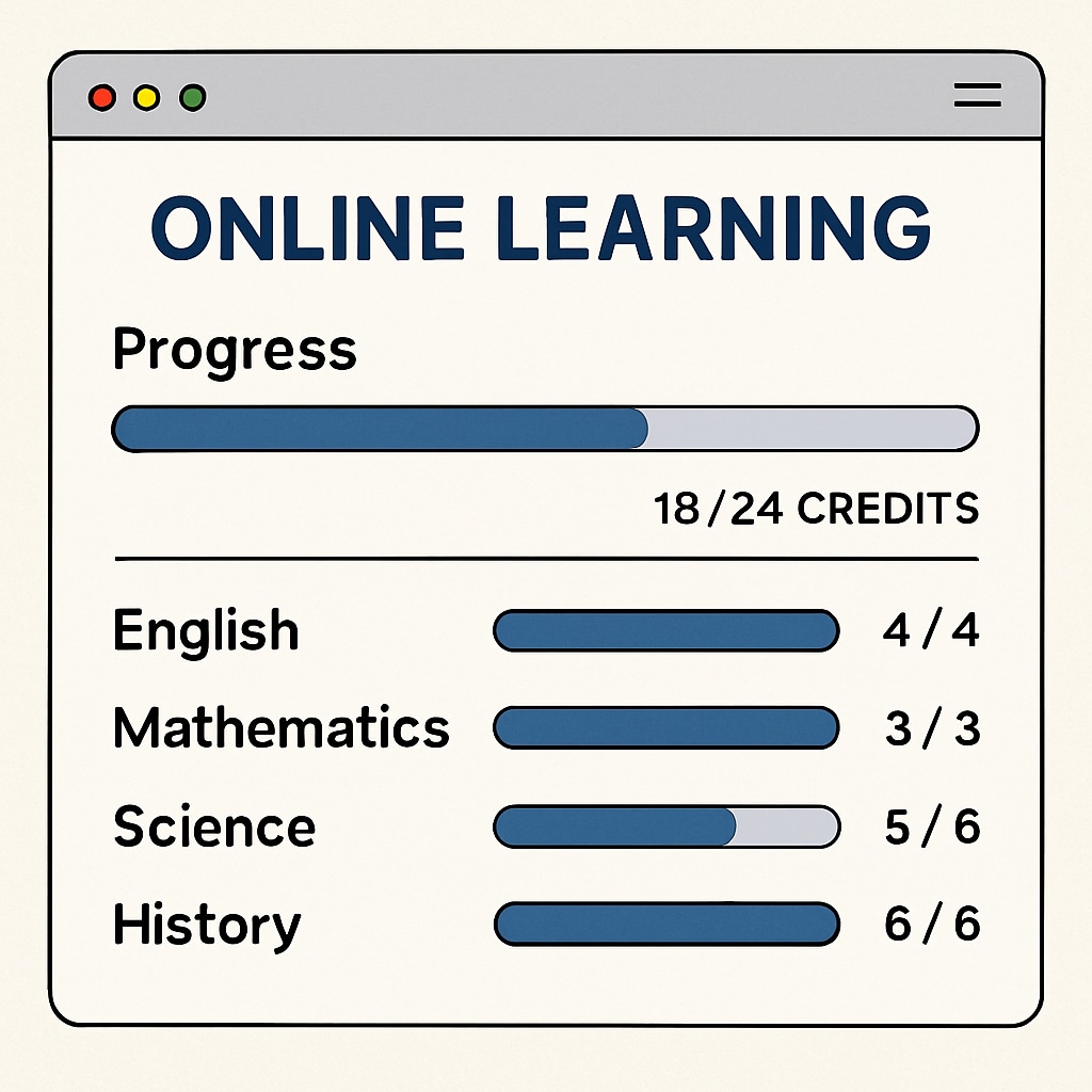 Online learning platform screenshot displaying a student’s academic progress.