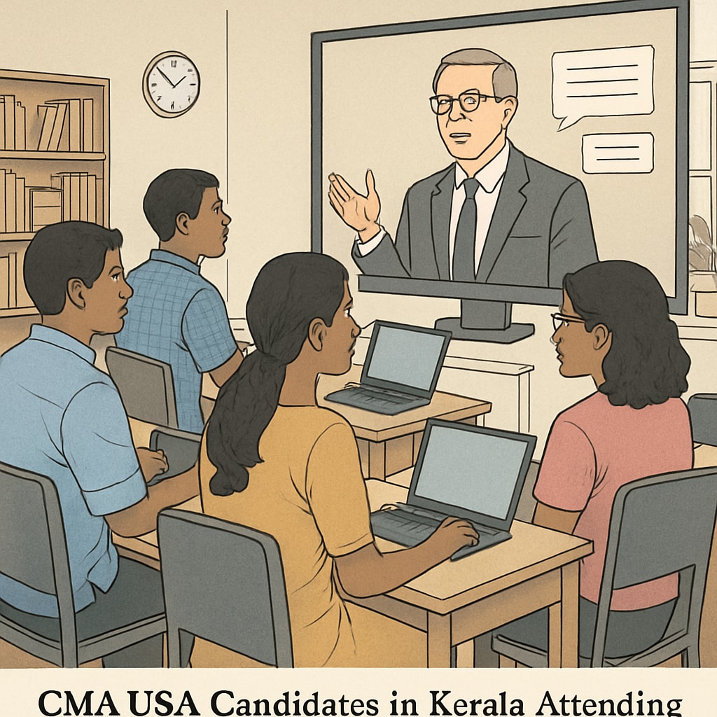 Kerala-based CMA USA aspirants participating in an online webinar.
