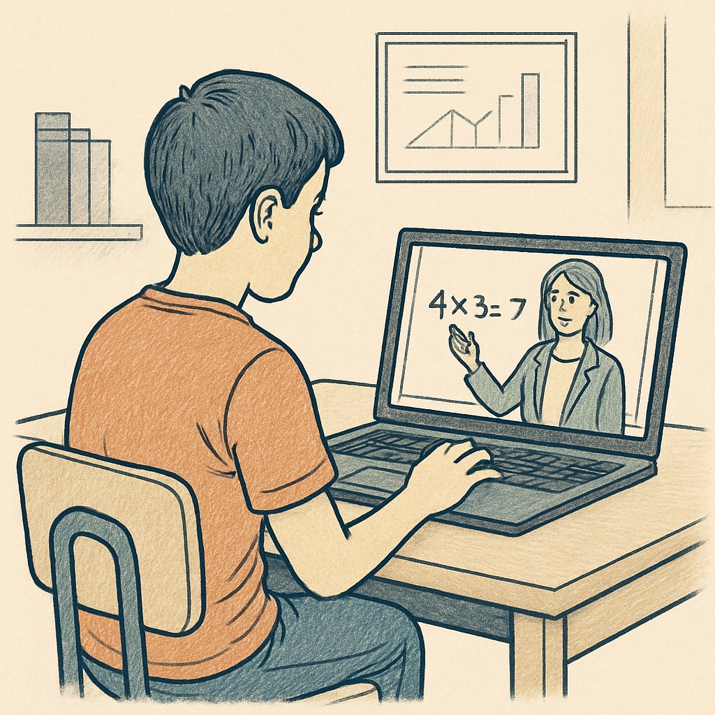 A student engaging in an interactive online lesson on a laptop. The image represents personalized learning in public online schools. Student engaged in online learning, symbolizing the benefits of personalized education in public online schools.