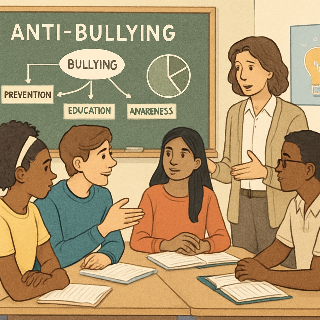 Students collaborating on anti-bullying initiatives in a classroom environment.
