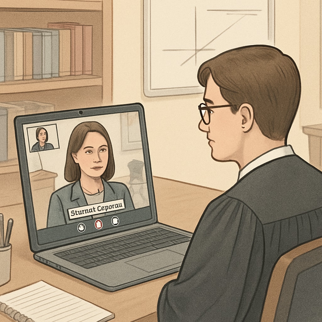 A graduate student conducting an online interview with a K12 school counselor via video conferencing. Graduate student interviewing K12 school counselor online.