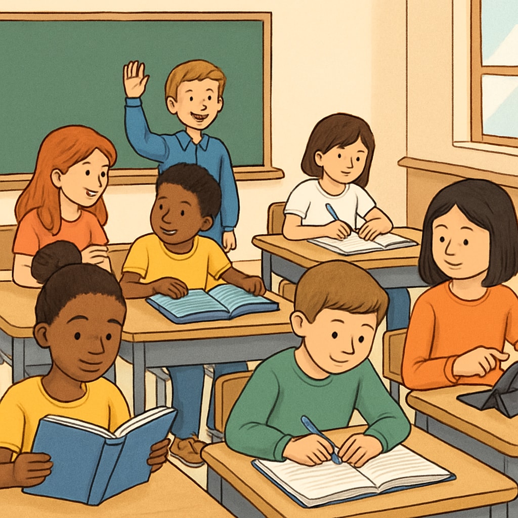 A classroom setting with students engaged in various learning activities, showcasing diverse study methods. Students in a classroom demonstrating diverse effective learning methods.