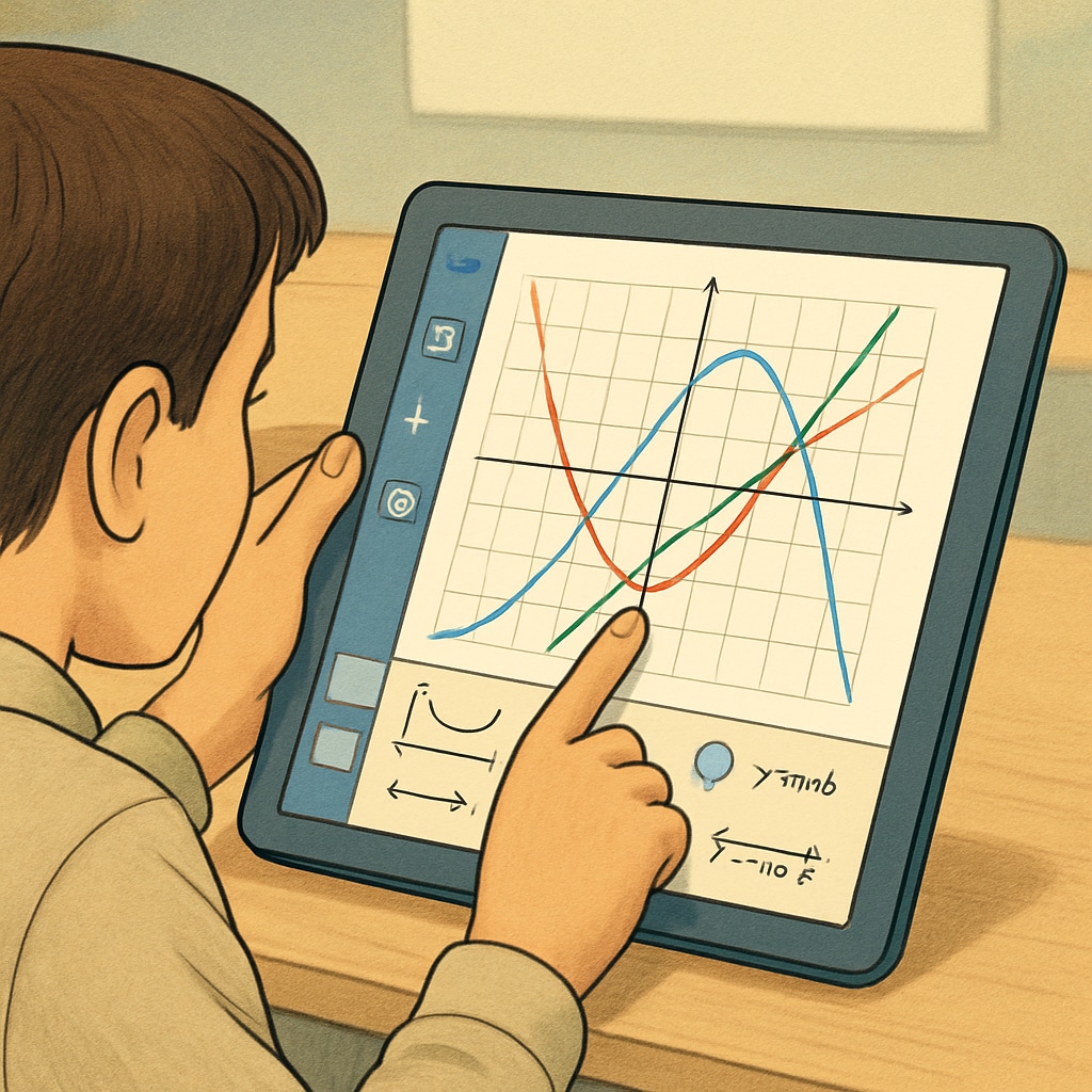 A student engaging with a graphing tool on a tablet to learn math concepts.