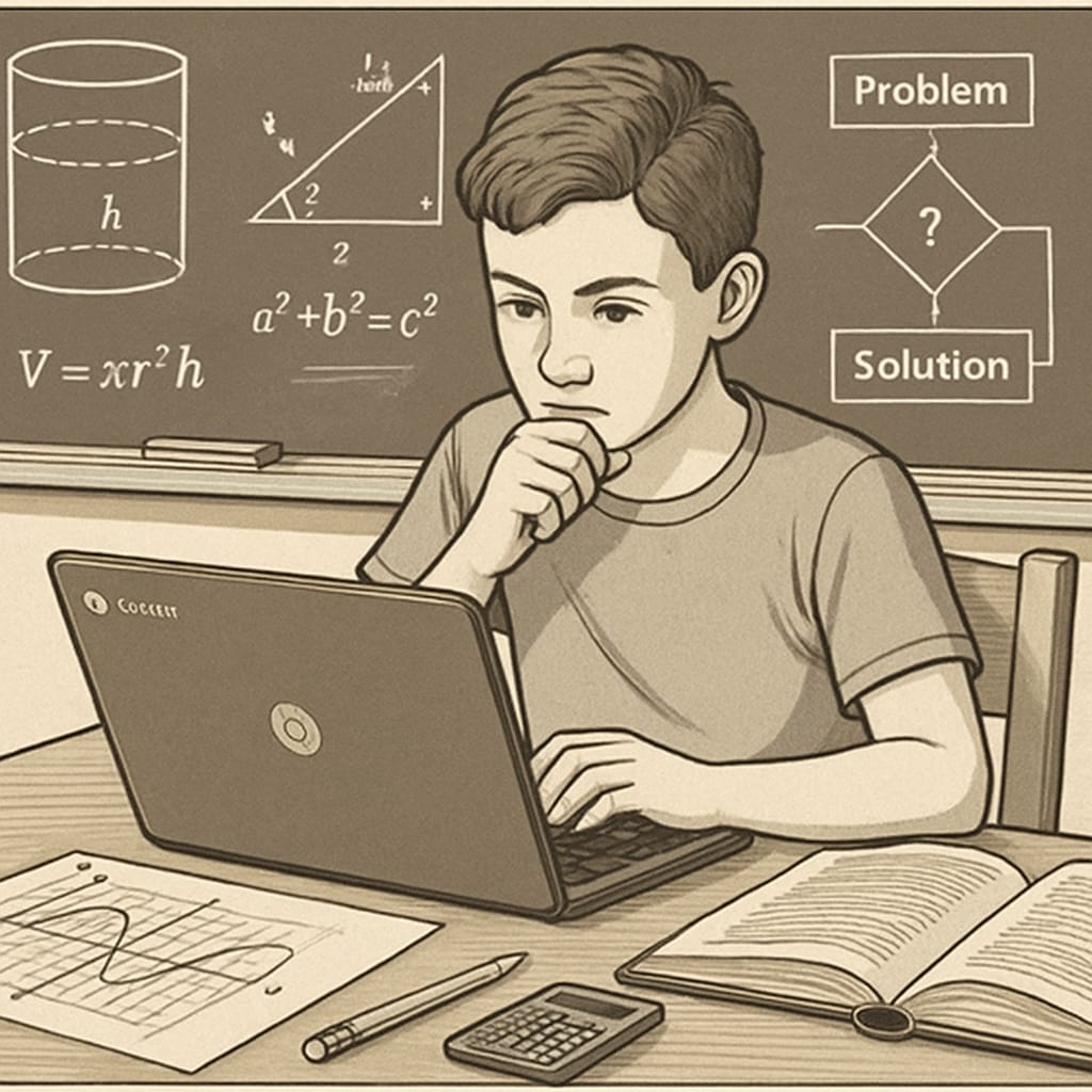 Student critically analyzing content on a Chromebook.