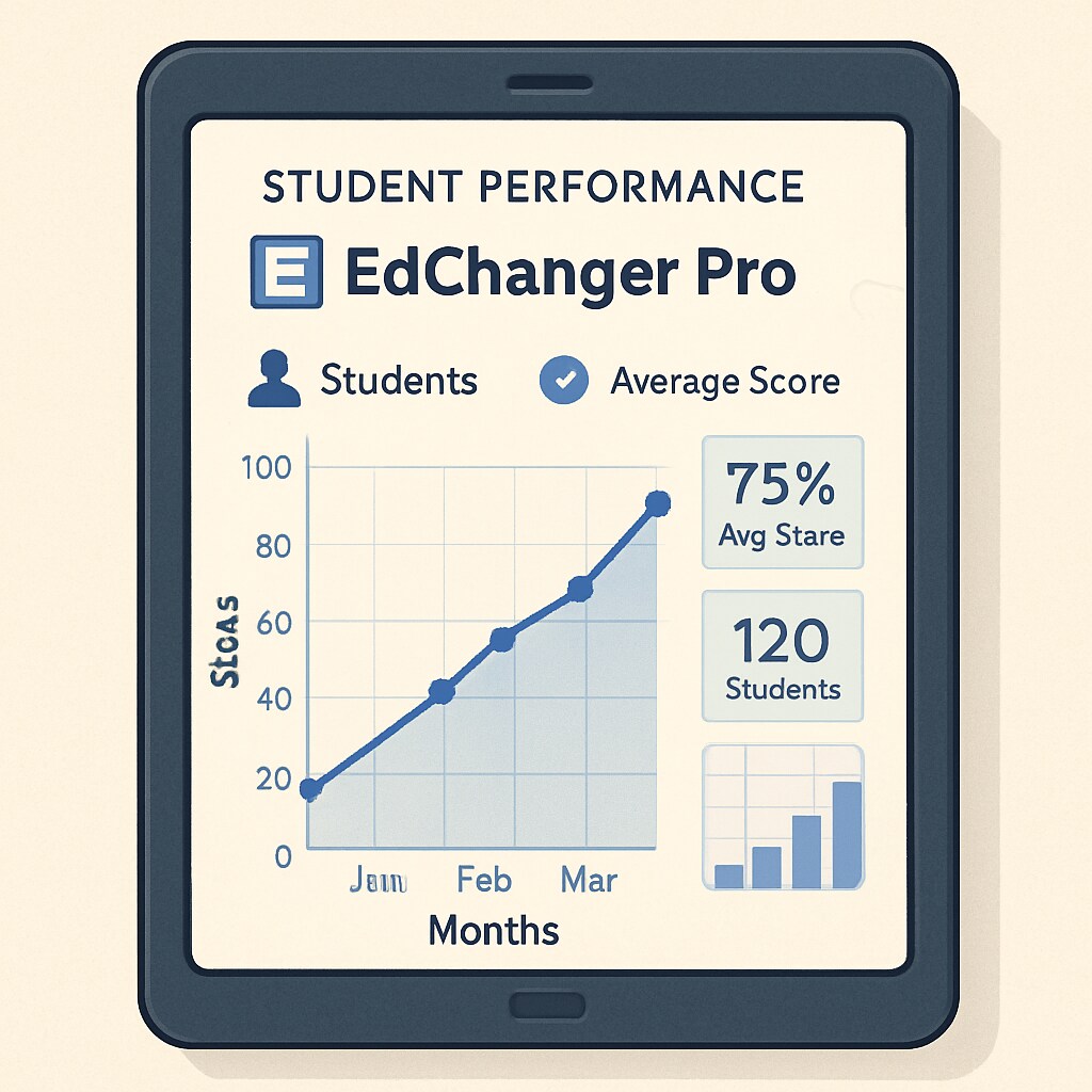 A graph displayed on a tablet showing student performance analytics, illustrating EdChanger Pro's data-driven approach. Data analytics feature in EdChanger Pro, showcasing its teaching assistant capabilities.