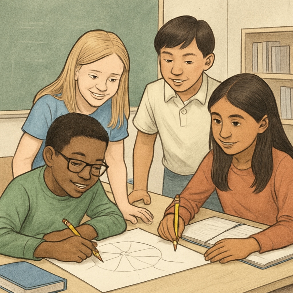 A diverse group of students participating in a collaborative and creative classroom activity, representing inclusivity in gifted education. Inclusive classroom activity showing the importance of diversity in gifted education.