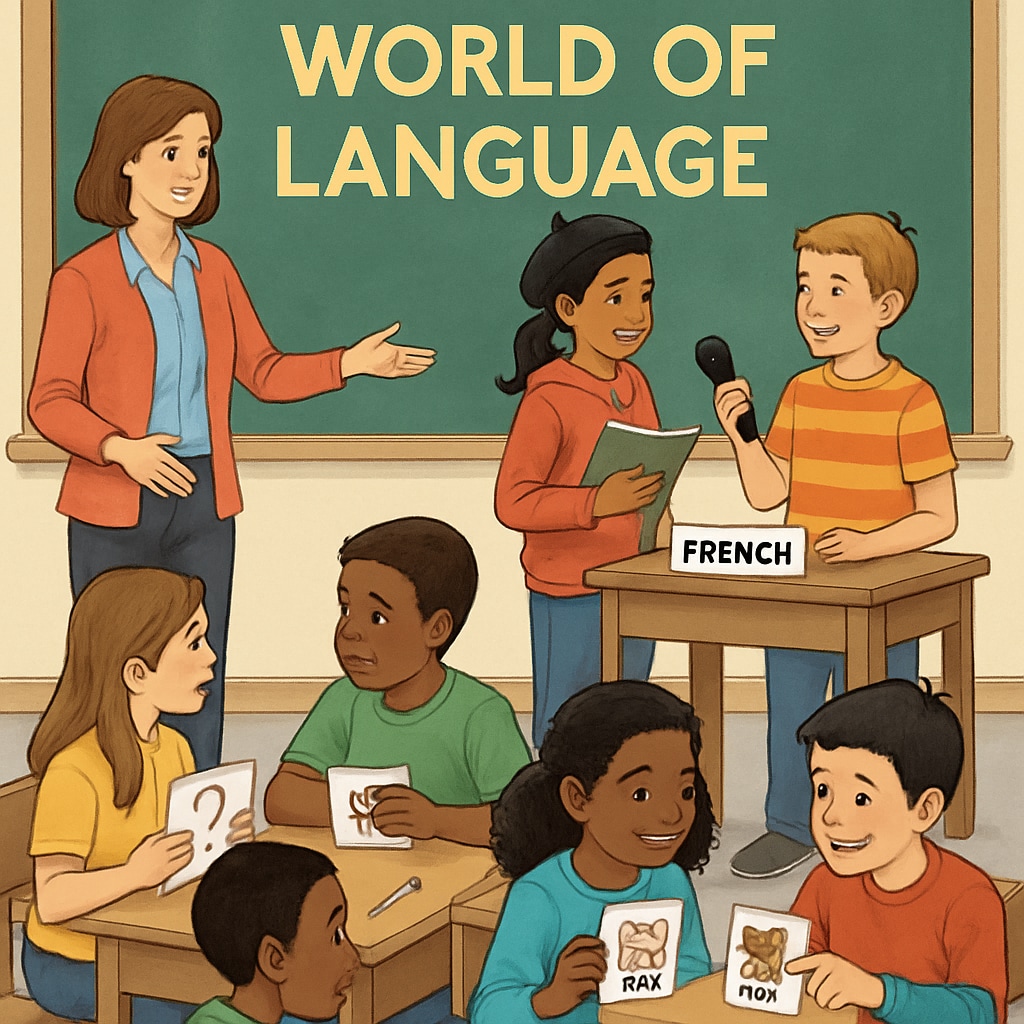 Students performing role-playing activities inspired by World of Language teachings.