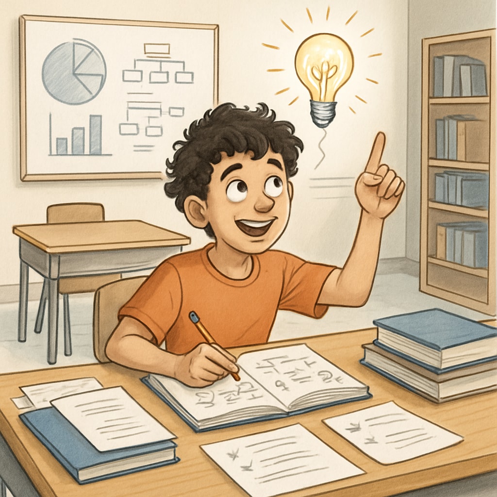 A student with ADHD brainstorming creative solutions in a classroom setting, showcasing creativity and problem-solving skills. ADHD student brainstorming creative solutions in gifted program context
