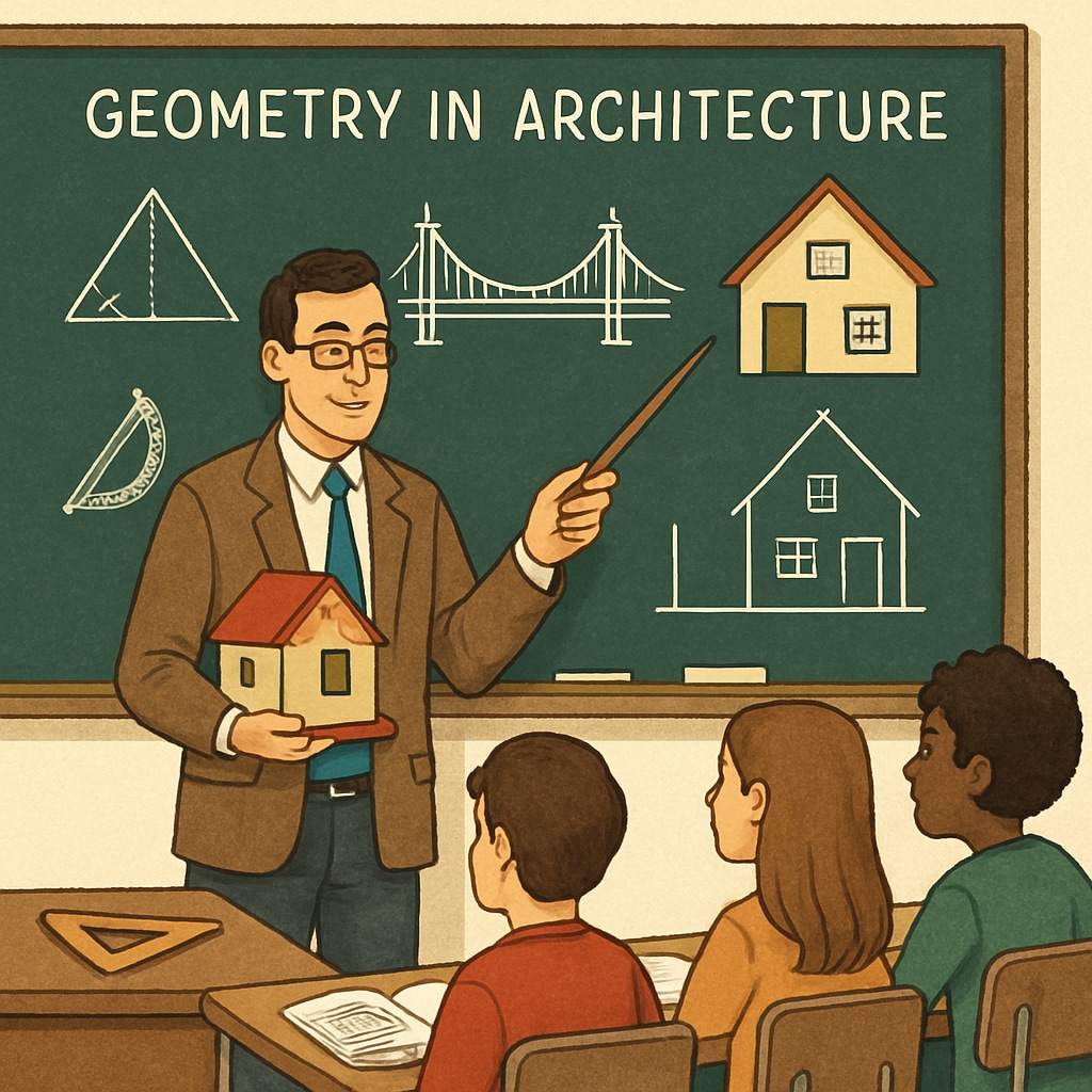 Geometry lesson connecting mathematics to architectural design.