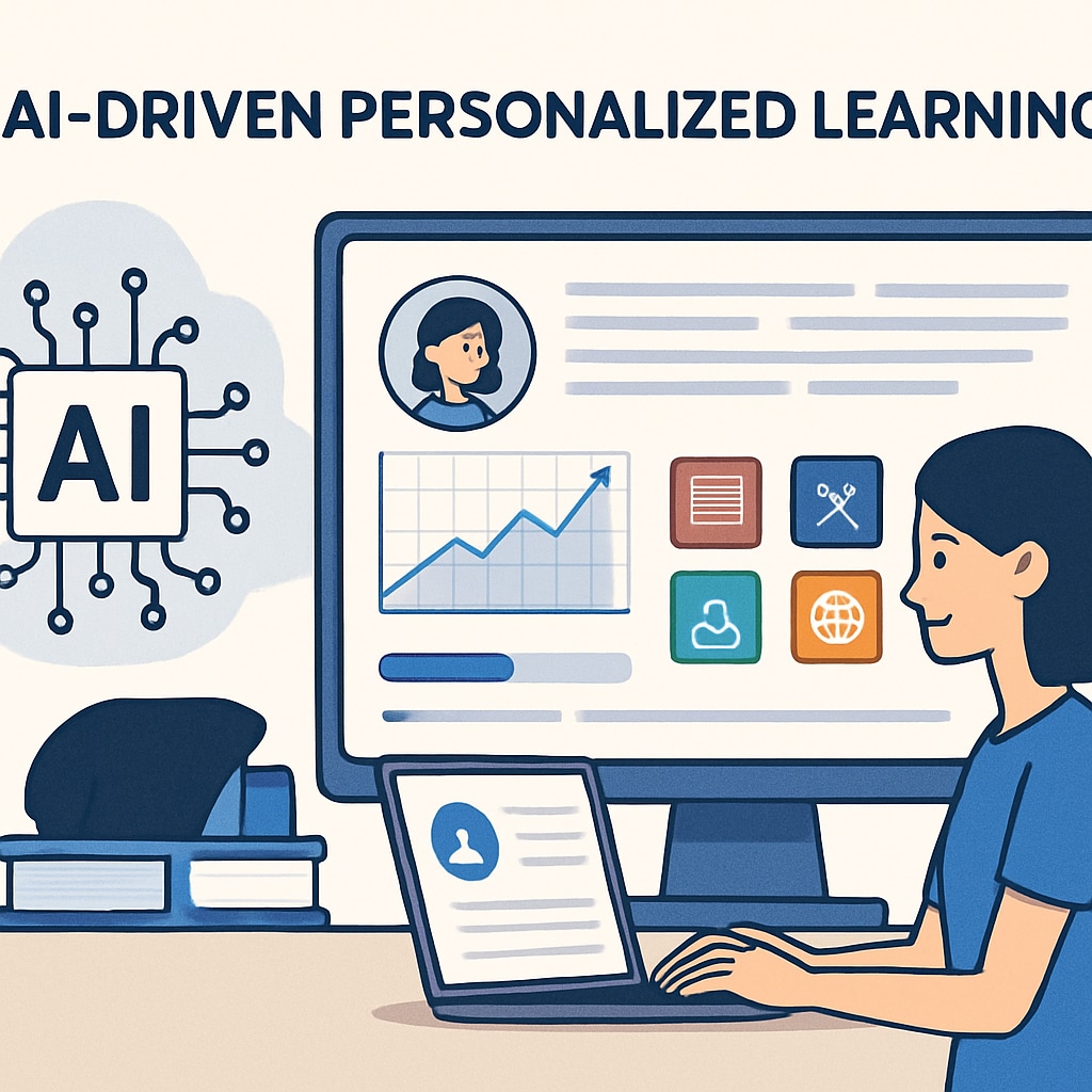 An AI-driven personalized learning platform showcasing customized dashboards for individual students. Personalized learning platform using AI to tailor educational content for each student.