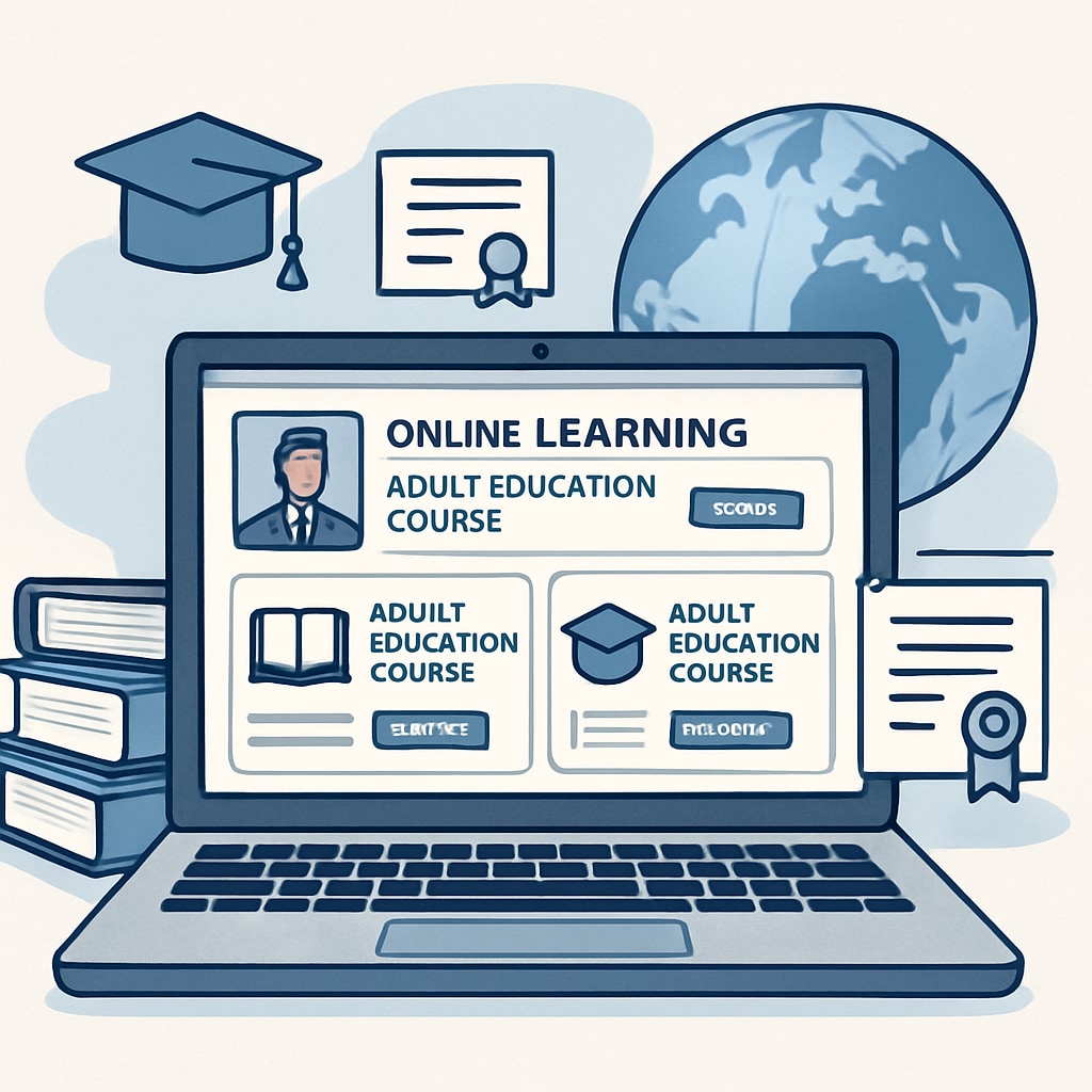 An online learning platform featuring adult education courses tailored for international students. Online platform showcasing adult education courses for foreign students in NYC.