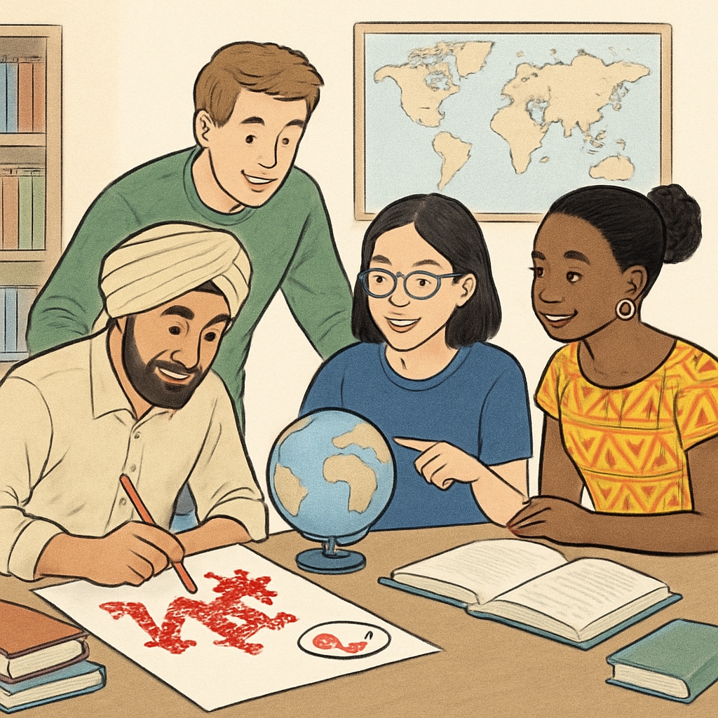 International students at a cultural workshop in New York City, focusing on adult education and cultural adaptation.