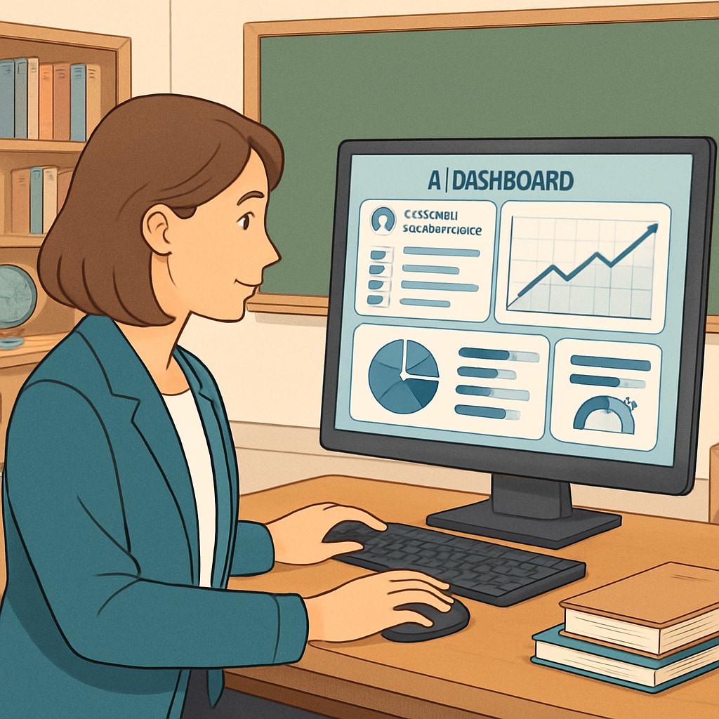 Teacher using AI tools for student progress tracking