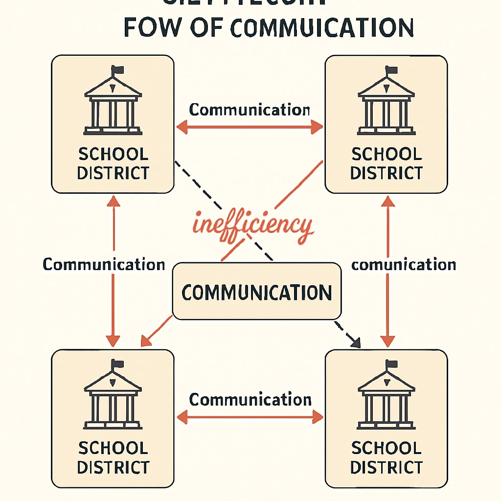 Diagram showing inter-district communication issues during school transfers.