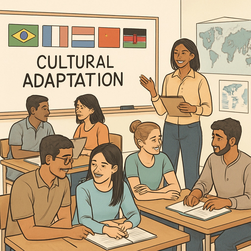 International students in a cultural adaptation workshop, discussing foundational knowledge.