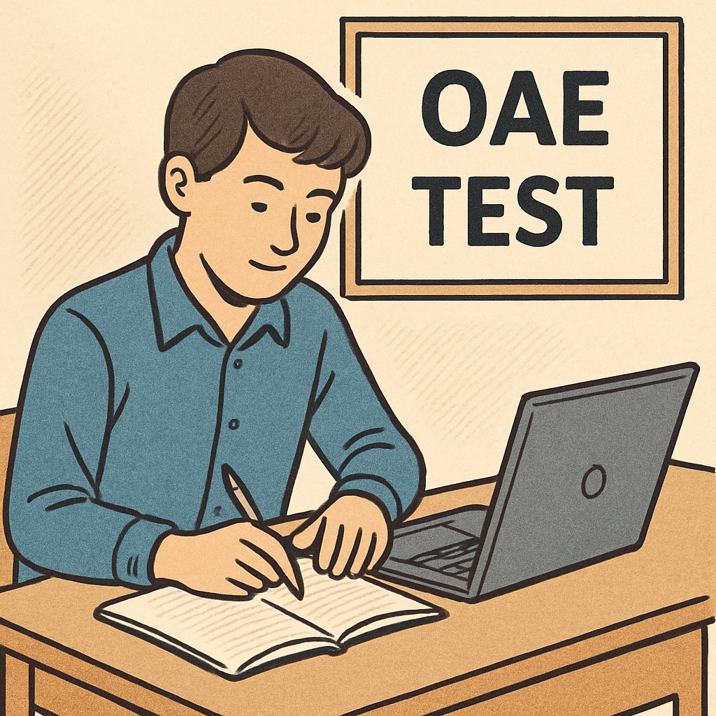A student studying for the OAE test with focused preparation.