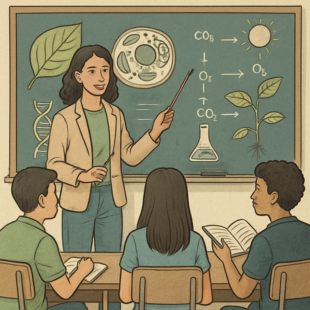 Biology graduate teaching STEM concepts to students during a workshop.