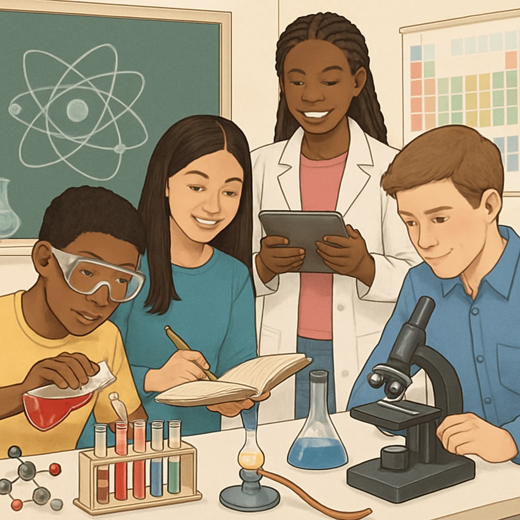 A diverse group of students in a high school STEM lab, symbolizing the growing importance of early academic preparation for higher education. High school students working in a STEM lab, highlighting academic preparation for UC San Diego’s enrollment expansion.
