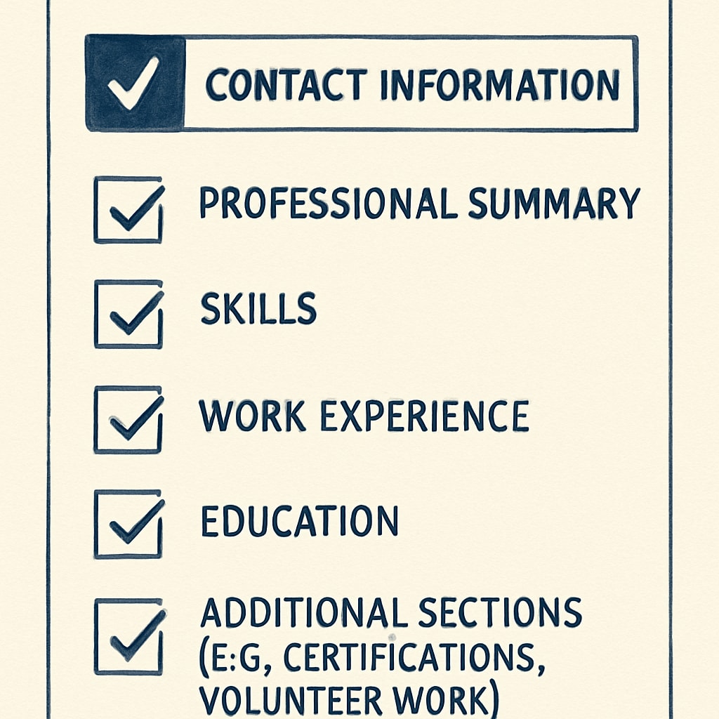 A checklist of essential resume components tailored to Canadian standards, including contact info, professional summary, and skills. Checklist for crafting a Canadian K-12 teaching resume.