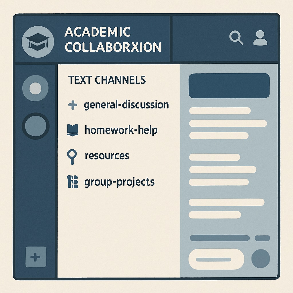 An example of a Discord server interface showing organized channels for academic collaboration. Discord server interface used for study groups and collaborative learning at the University of Houston.