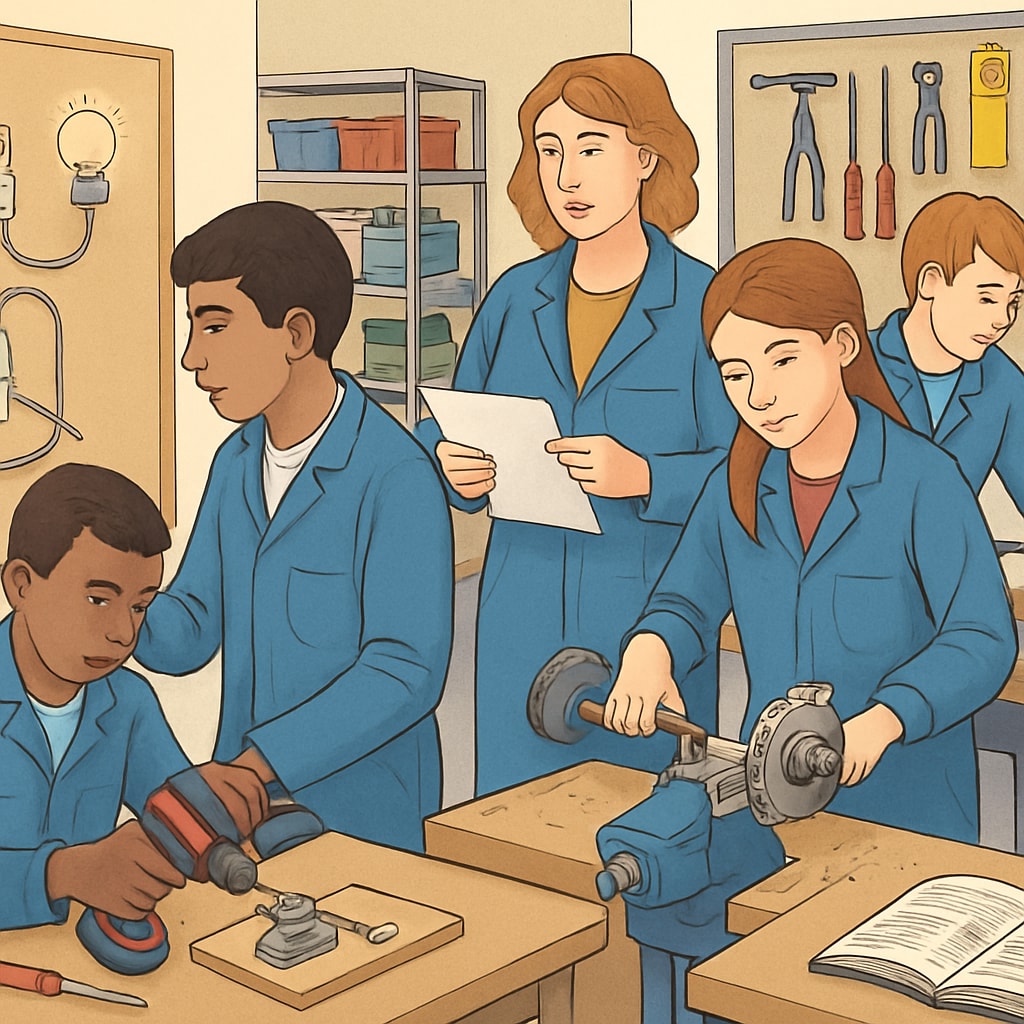 UK students participating in a vocational course as part of their academic recovery.
