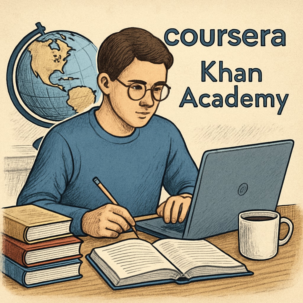 High school student using online educational platforms for extracurricular learning.