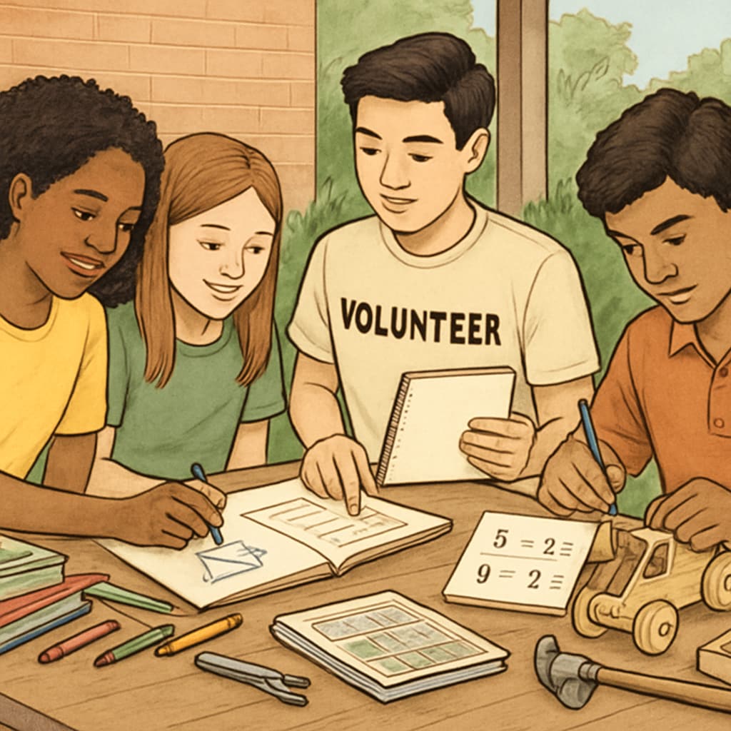 High school students engaged in community-based extracurricular programs.