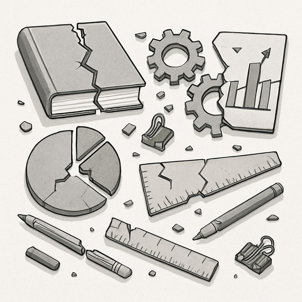 An image showing fragmented educational tools and systems, emphasizing inefficiencies in current solutions. Fragmented tools and systems used in education