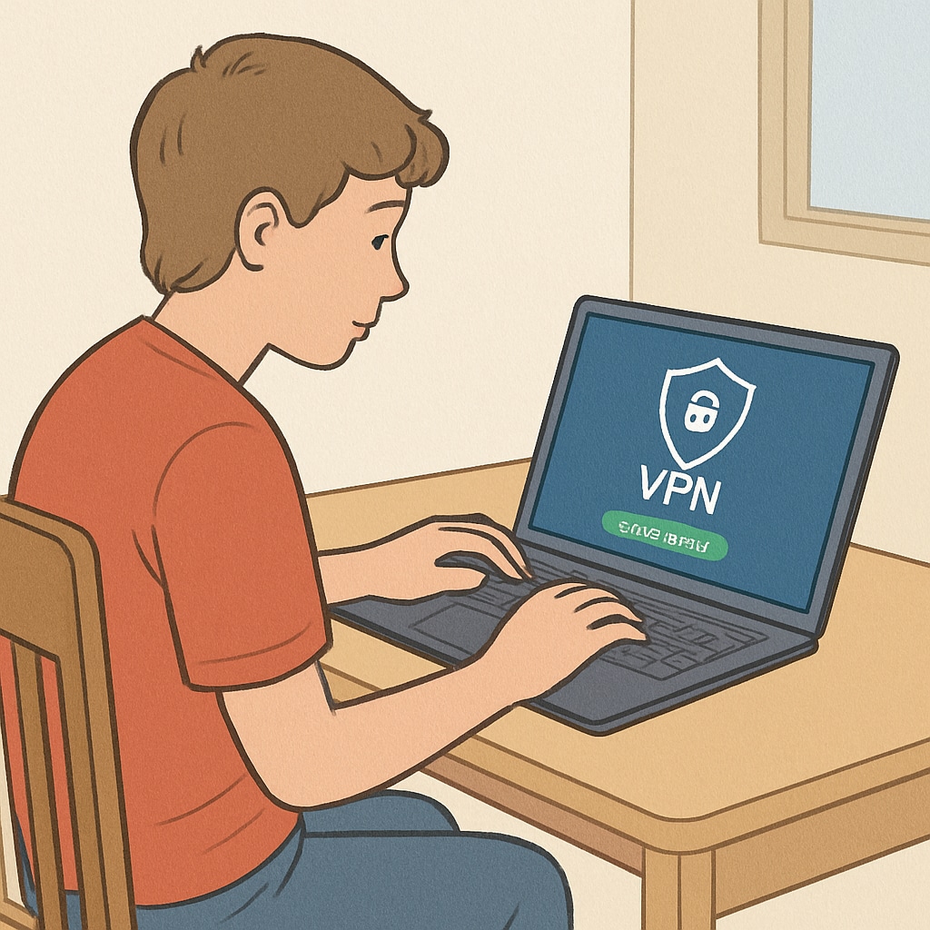 Teenager bypassing UK age verification laws using VPN.