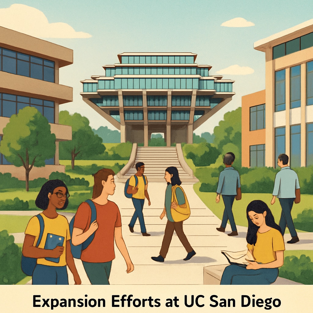 UC San Diego campus showcasing expansion and student activities.