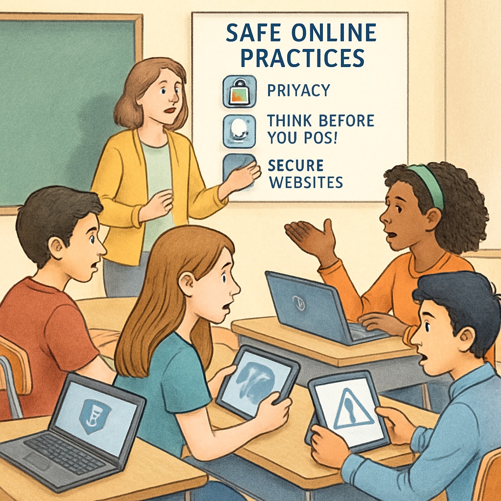 Teens in a workshop learning digital literacy and online safety.